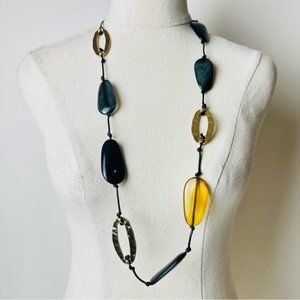 Vintage Black and yellow chunky large statement Necklace